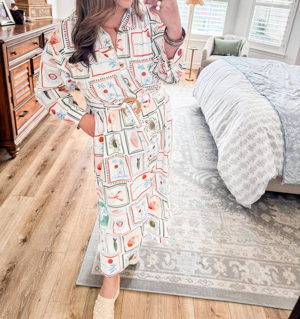 NEW KARLIE capri coast shirt dress in cream